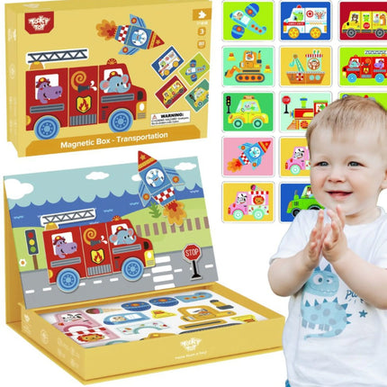 Tooky Toy magnetinė dėlionės dėžutė – 80 elementų kūrybinis rinkinys