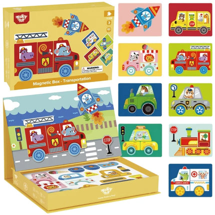 Tooky Toy magnetinė dėlionės dėžutė – 80 elementų kūrybinis rinkinys
