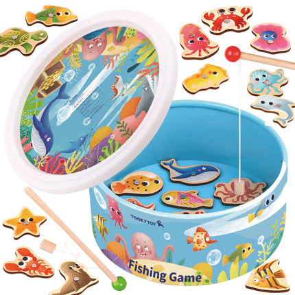 Tooky Toy magnetinė žvejybos žaidimo dėžutė „Didysis žvejybos nuotykis kibirėlyje“