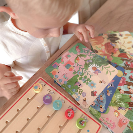 Tooky Toy medinė atminties ir skaičiavimo žaidimo lenta „Miško gyvūnėliai“