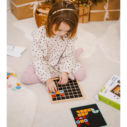 Tooky Toy medinė Montessori mozaika – 97 elementų kūrybinis rinkinys