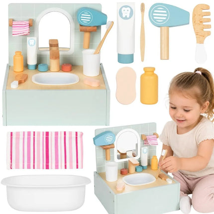 Tooky Toy medinė vonios ir higienos stotelė su aksesuarais