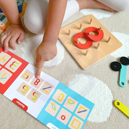 TOOKY TOY mediniai dėlionės kaladėlės, kaiščiai, gyvūnų raštai, skirti atkurti