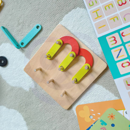 TOOKY TOY mediniai dėlionės kaladėlės, kaiščiai, gyvūnų raštai, skirti atkurti