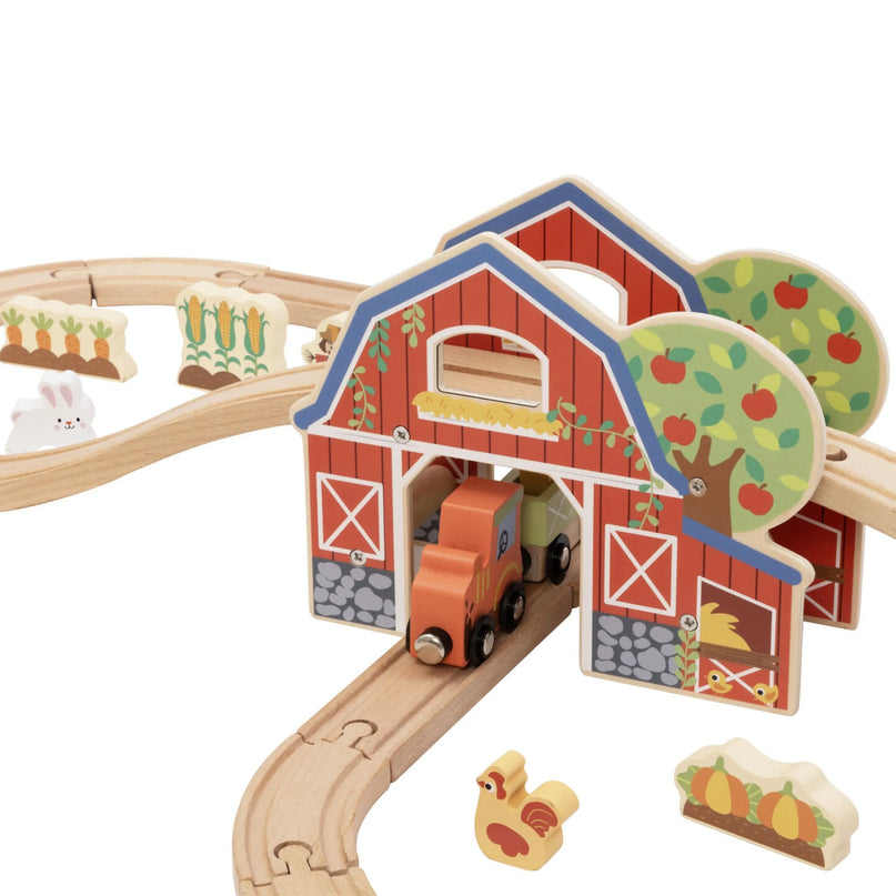 „TOOKY TOY“ medinis fermos traukinio rinkinys
