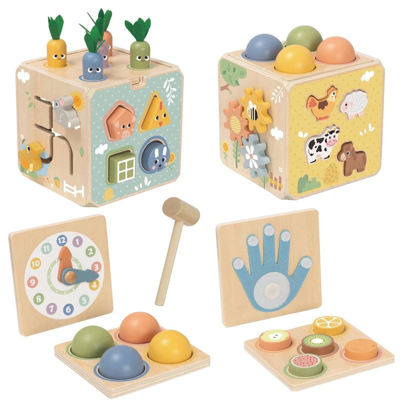 „TOOKY TOY“ medinis pavasario edukacinis kubas 5-in-1.