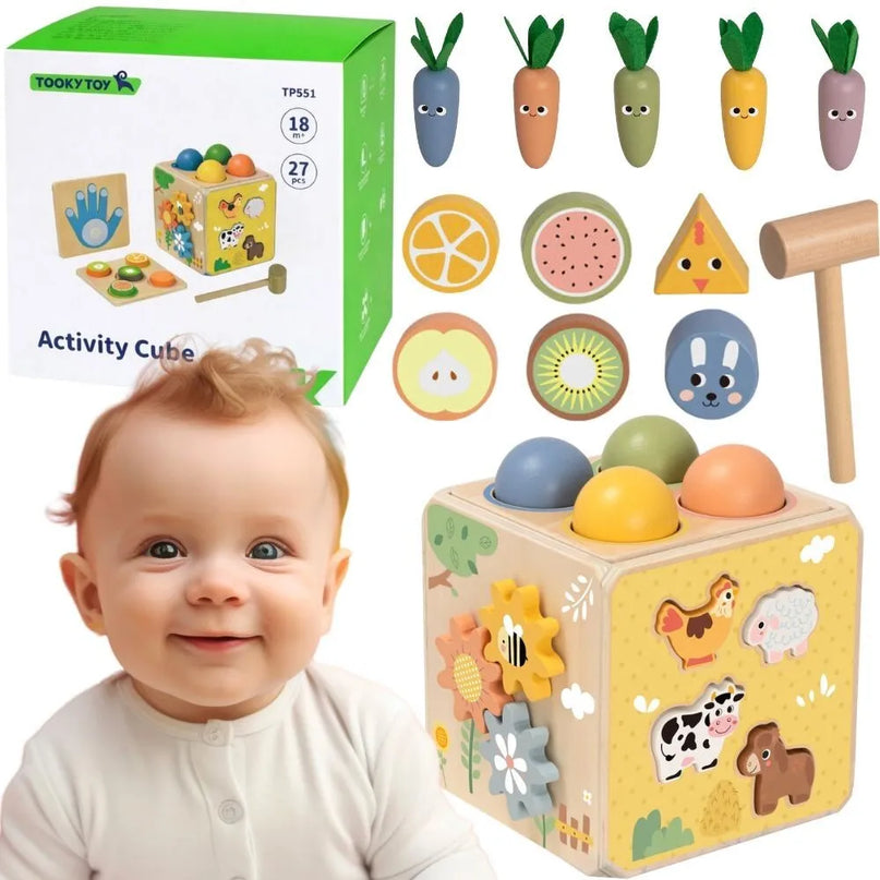 „TOOKY TOY“ medinis pavasario edukacinis kubas 5-in-1.