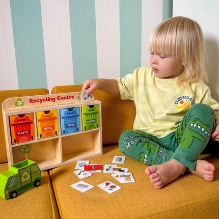 Tooky Toy medinis rūšiavimo centras „Perdirbimas“ – ekologinis Montessori žaidimas