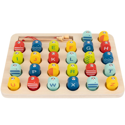Tooky Toy medinis žvejybos žaidimas su raidėmis, 26 žuvytės