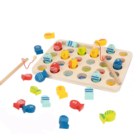 Tooky Toy medinis žvejybos žaidimas su raidėmis, 26 žuvytės