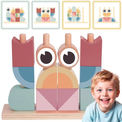 Tooky Toy Montessori medinė rūšiavimo dėlionė „Krabas“ – spalvoti stulpeliai