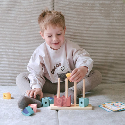 Tooky Toy Montessori medinė rūšiavimo dėlionė „Krabas“ – spalvoti stulpeliai