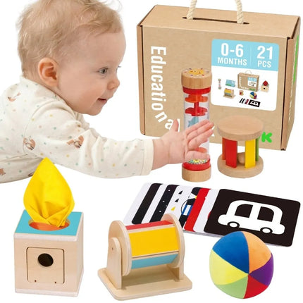 Tooky Toy Montessori XXL sensorinis rinkinys 6in1 (0–6 mėn.)