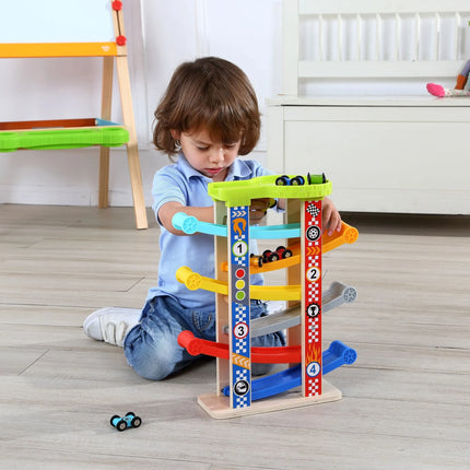 Tooky Toy spalvota kaskadinė automobilių trasa
