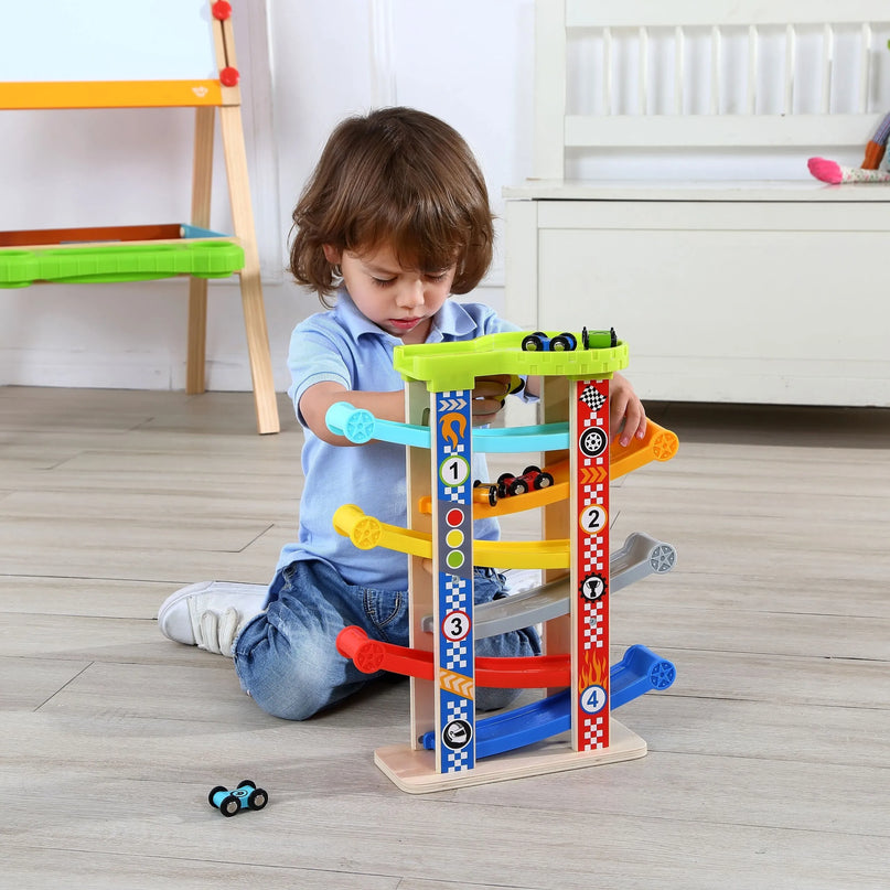 Tooky Toy spalvota kaskadinė automobilių trasa