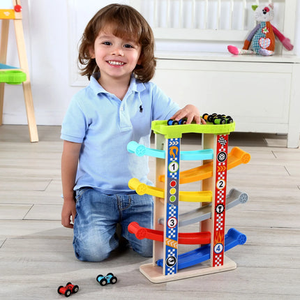 Tooky Toy spalvota kaskadinė automobilių trasa