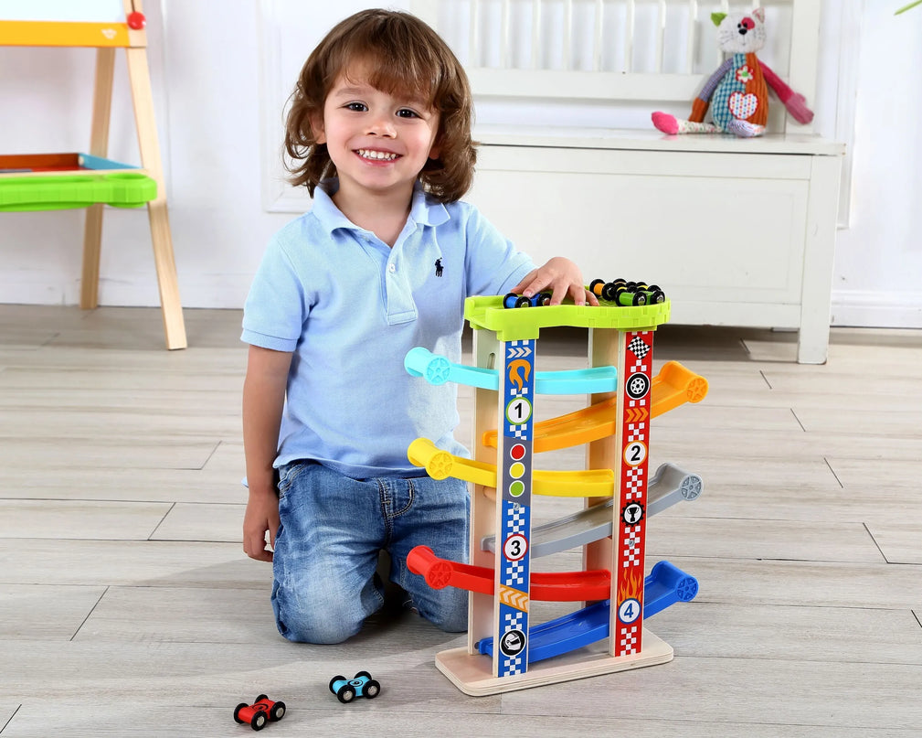 Tooky Toy spalvota kaskadinė automobilių trasa