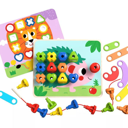 TOOKY TOY daugiafunkcinė lenta su spalvotais varžtais, mokymosi figūromis