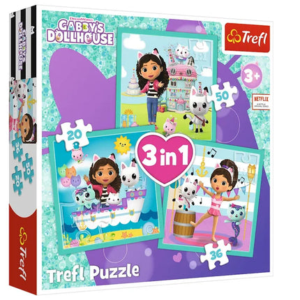 Trefl 34871 Gabby’s Dollhouse 3in1 dėlionė