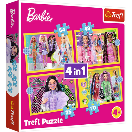 Trefl „Linksmasis Barbės pasaulis“ – 4in1 dėlionės