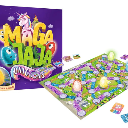 Trefl Magajaja Unicorn – šviečiantys kiaušiniai, atminties ir strategijos žaidimas