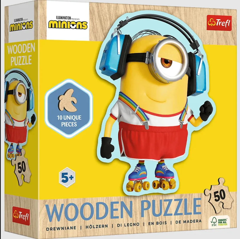 Trefl „Pakvaišęs Minionas“ – medinė kontūrinė 50 det. dėlionė