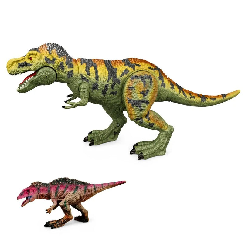 T‑Rex dinozaurų rinkinys: medžiotojas, motociklas, aksesuarai ir garsai