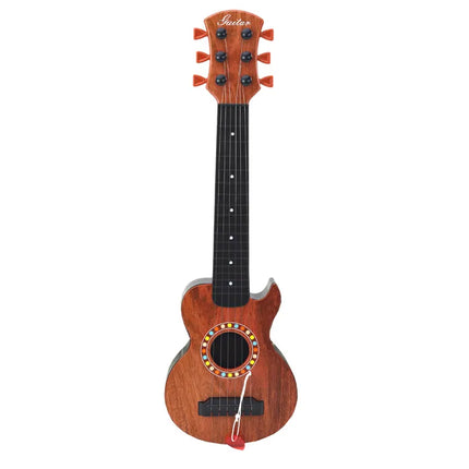 Vaikiška medinė žaislinė gitara, ruda, su brauktuku
