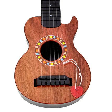 Vaikiška medinė žaislinė gitara, ruda, su brauktuku