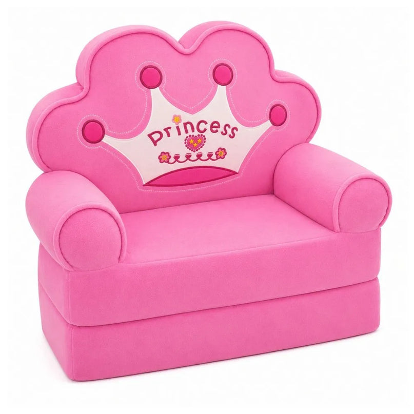 Vaikiškas krėslas‑sofa su princesės karūna