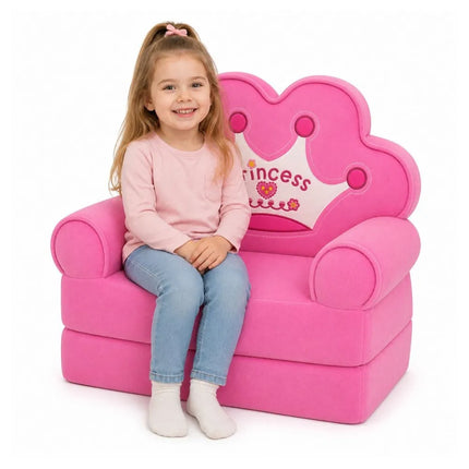 Vaikiškas krėslas‑sofa su princesės karūna