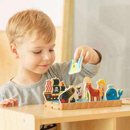 VIGA medinė 2-in-1 nuotolinio mokymosi dėlionė „Ūkis ir jūra“