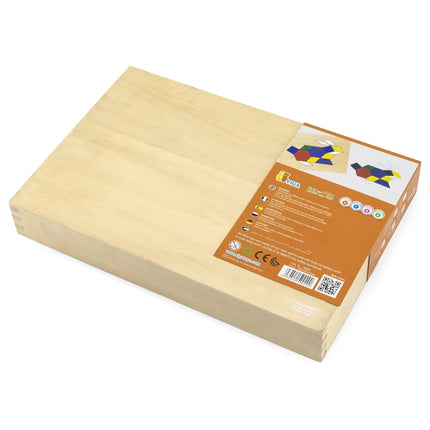 Viga medinė geometrinė mozaika – 148 elementų Montessori rinkinys