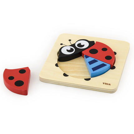 Viga medinė mini dėlionė „Boružėlė“ – 4 dalių pirmoji dėlionė