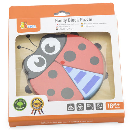 Viga medinė mini dėlionė „Boružėlė“ – 4 dalių pirmoji dėlionė
