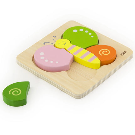 Viga medinė mini dėlionė „Drugelis“ – 4 dalių pirmoji dėlionė
