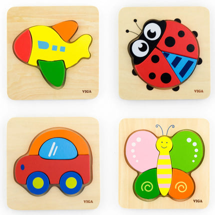 Viga medinė mini dėlionė „Drugelis“ – 4 dalių pirmoji dėlionė