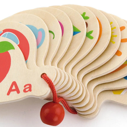 VIGA medinė Montessori abėcėlės ir anglų kalbos mokymosi knygelė