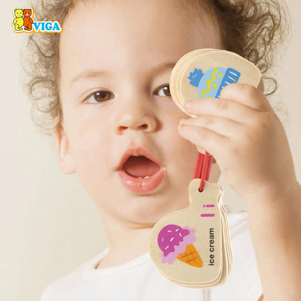 VIGA medinė Montessori abėcėlės ir anglų kalbos mokymosi knygelė