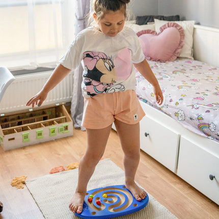 Viga medinė sensorinė balansavimo lenta su labirintu