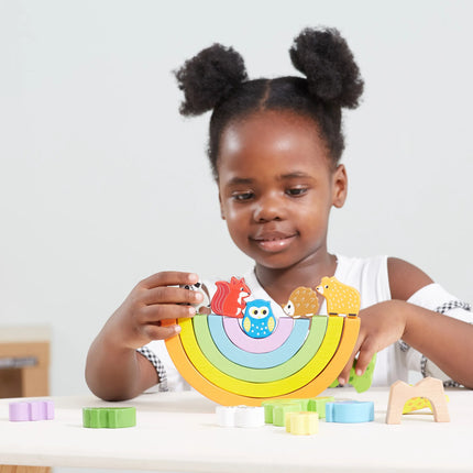 VIGA medinė vaivorykštės dėlionė – kūrybinės Montessori kaladėlės