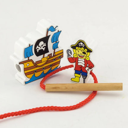 VIGA mediniai veriami (raišiojami) kaladėlių blokai „Piratai“
