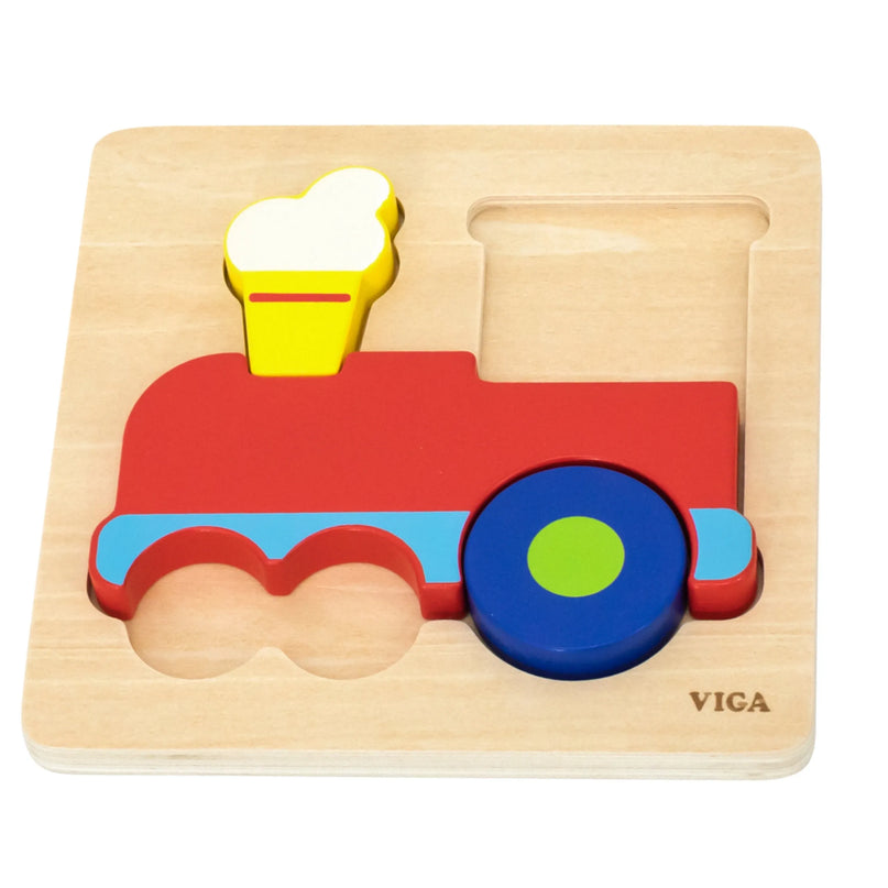 VIGA medinis Montessori edukacinis dėlionės traukinys