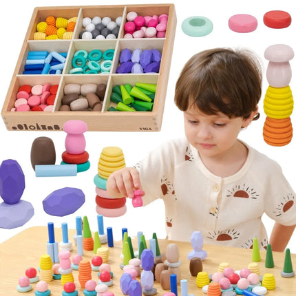 Viga Montessori medinis rūšiuoklis – 141 el.
