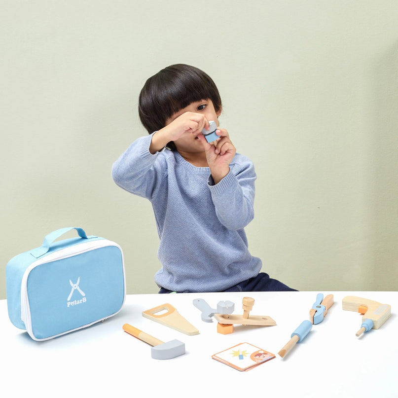 Viga Toys medinių įrankių rinkinys – su įrankių dėžute