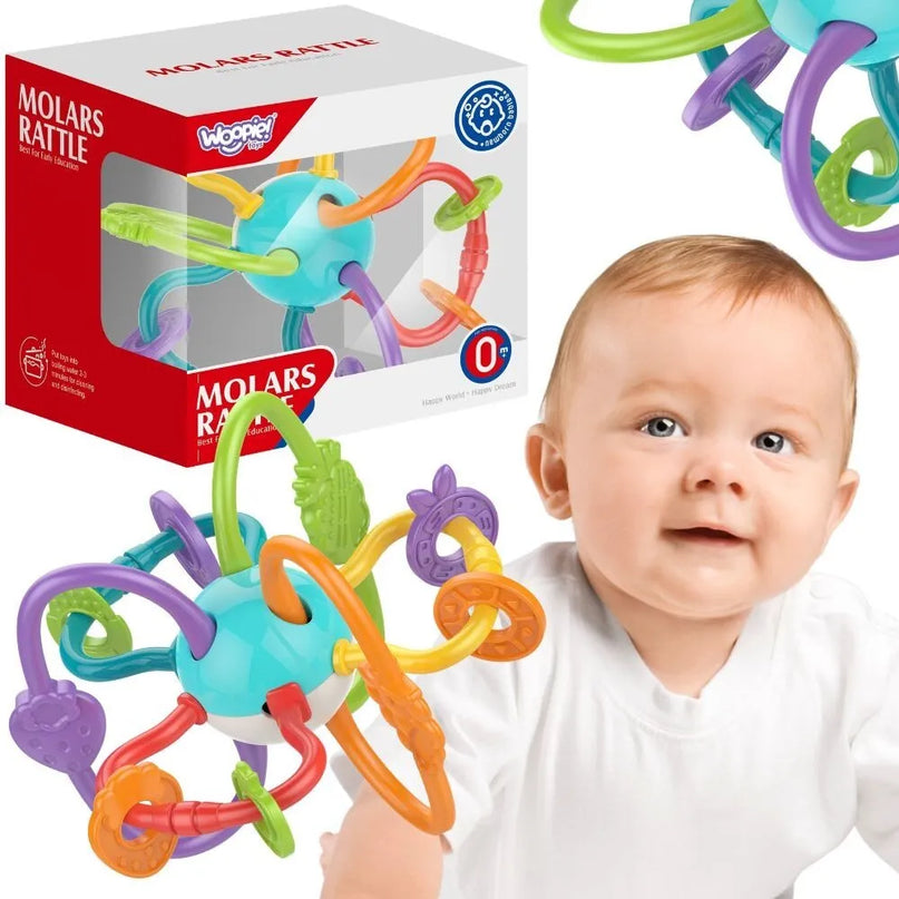 WOOPIE 2in1 sensorinis kramtukas–barškutis kūdikiams, 0+