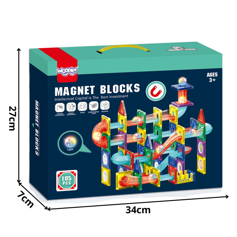 Woopie 3D magnetinis rutuliukų takelis – šviečiantys elementai, 101 detalė