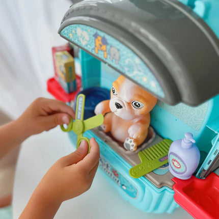 Woopie 3‑in‑1 lėlių namelis ir šuniuko priežiūros rinkinys kuprinėje (3+)