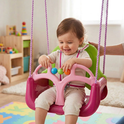 Woopie 3in1 rožinė supynė su saugos diržais
