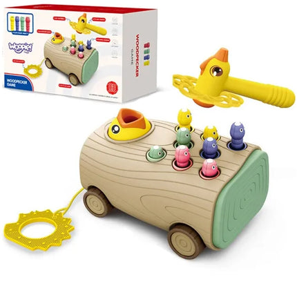 Woopie 3in1 žaislas: traukiamas vežimėlis + kalimo žaidimas + magnetinis vabaliukų gaudymas